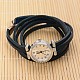3-Loop Leather Platinum Plated Alloy Quartz Wrap Bracelet Watches WACH-F010-01-2