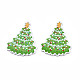Botones navideños de madera de arce pintados con spray de 2 agujero WOOD-N005-45-4