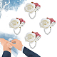 クラスパイア4ピースシルク手首コサージュ  プラスチック製の模造花と模造真珠のストレッチブレスレット付き  結婚式のための  パーティーの装飾  ピンク  170x140mm  4個/セット AJEW-CP0001-63-7