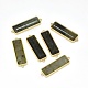 天然ラブラドライトリンクコネクター  真鍮パーツ  多面カット  長方形  ゴールドカラー  33.5x9.5~10x5mm  穴：1.2~1.4mm G-P431-07D-1