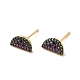 Colorful Cubic Zirconia Half Round Stud Earrings EJEW-F281-24G-2