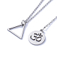 Flat Round with Om Symbol Lariat Necklaces & Triangle Pendant Necklaces Sets NJEW-JN02805-02-2