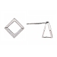 Rhodium Plated 925 Sterling Silver Stud Earring Findings X-STER-F048-28P-2