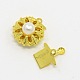 真珠のアクセサリー箱の留め金と金色の金属合金  20x14x10mm  穴：1mm X-J09VS011-2