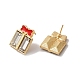 Christmas Enamel Bowknot Gift Box Alloy Glass Stud Earrings for Women EJEW-E284-07LG-2