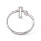 201 anello regolabile a croce scavato in acciaio inossidabile per donna RJEW-K238-06P-2