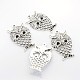 Antique Silver Plated Alloy Rhinestone Owl Big Pendants PALLOY-N0071-01-3