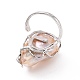 Pepita de perla natural con hoja de circonita cúbica anillo de puño abierto RJEW-P033-02P-03A-4