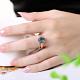 Exquisite Brass Glass Oval Finger Rings for Women RJEW-BB02234-6-5