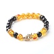Imitazione ambra e imitazione braccialetti elasticizzati con perline rotonde in resina occhio di gatto BJEW-JB06632-02-1