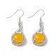 Gemstone Teardrop Dangle Earrings with Crystal Rhinestone EJEW-A092-02P-3