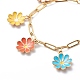 Alloy Enamel Flower Charm Bracelet with Paperclip Chains BJEW-JB08701-4