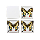 Butterfly Printed Glass Square Cabochons GGLA-N001-15mm-C28-2