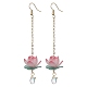 3D Lotus Plastic Dangle Earrings EJEW-JE05525-02-1