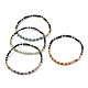 Ensemble de bracelets extensibles en perles de laiton et pierres précieuses naturelles mélangées BJEW-TA00340-1