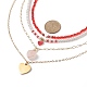4 pièces 4 style quartz rose naturel et 304 colliers pendentifs en acier inoxydable et alliage émail ensemble NJEW-JN04069-5