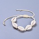 Bracelets de perle tressés en coquille de cauris réglables X-BJEW-JB04278-1