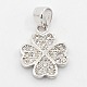 CZ Lucky Jewelry Brass Micro Pave Cubic Zirconia Four Leaf Clover Charms Pendants ZIRC-M011-18P-NR-1