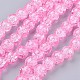 Fili di perle rotonde in vetro craquelé trasparente rosa caldo a 1 filo X-CCG-Q001-10mm-02-1