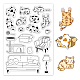 GLOBLELANDCat Furniture Clear Stamps Cat Living Cat Sleeping Cats Playing Silicone Clear Stamp Sofa Dresser Chair Furniture Seals for DIY Scrapbooking Journals Decorative Cards Making Photo Album DIY-WH0167-57-0500-1