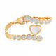 Bracelet manchette ouvert coeur coquillage naturel BJEW-N017-002LG-1