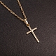 Echte 18 Karat vergoldete Kreuz Messing Zirkonia Anhänger Halsketten NJEW-EE0001-14A-2