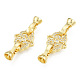 Brass Micro Pave Clear Cubic Zirconia Fold Over Clasps KK-N231-361LG-2