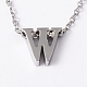 304 colliers pendentif lettre initiale en acier inoxydable NJEW-M168-W-1
