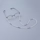 ガラスシードビーズ眼鏡チェーン  眼鏡用ネックストラップ  真鍮製のつぶし玉とゴム製の眼鏡ホルダー付き  空色  29.9インチ（76cm） AJEW-EH00006-02-5