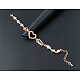Simple Heart and Wing Alloy Rhinestone Link Bracelets X-BJEW-N0001-087-2