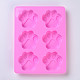 食品グレードのシリコンモールド  フォンダン型  DIYケーキデコレーション用  チョコレート  キャンディモールド  犬の足跡  ピンク  180x137x15.5mm DIY-E018-18-2