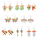 Anattasoul 8 paires 8 styles cactus & avocat & cheval boucles d'oreilles pendantes en acrylique EJEW-AN0001-38-1