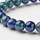 Natural Chrysocolla and Lapis Lazuli Round Bead Stretch Bracelets BJEW-L593-D03-2