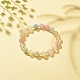 2Pcs 2 Size Natural Agate Round Beaded Stretch Bracelets Set with Glass Seed BJEW-JB08195-4