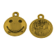 古代風ヴィンテージペンダント  カドミウムフリー＆鉛フリー  チベットスタイル  笑顔のフラットラウンド  アンティーク黄金  17x13x3mm  穴：2mm TIBEP-17900-AG-RS-1