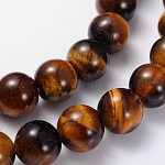 Perles en pierres gemme, grade A ab + oeil de tigre, ronde, environ 8 mm de diamètre, trou: environ 1 mm, 15~16 pouce