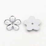 Cabochons de strass à dos plat en acrylique, fleur, clair, 11x2mm