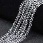 Glass Beads Strands, Faceted, Rondelle, Clear, 8x6mm, Hole: 1mm, about 65~68pcs/strand, 15.7~16.1 inch(40~41cm)