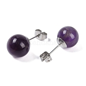 Серьги-гвоздики из натурального аметиста EJEW-Z060-04P-02