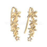 Серьги-подвески с цветком из кубического циркония EJEW-A069-04G