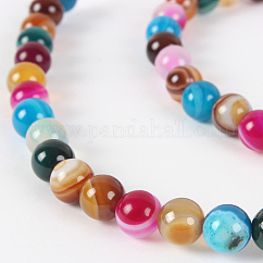 Agata a strisce naturali / fili di perle di agata tondeggianti, tinto, colore misto, 6mm, Foro: 1 mm, circa 62pcs/filo, 14.8 pollice