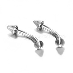 Anillos para cejas de acero inoxidable 304, barra curva, joyería piercing ceja, color acero inoxidable, 3mm, pin: 1.2x10 mm