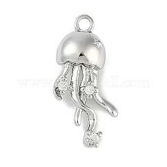 Messing Mikro ebnen Zirkonia Anhänger, Cadmiumfrei und Nickel frei und Bleifrei, Qualle, Platin Farbe, 18x9x5 mm, Bohrung: 1.4 mm