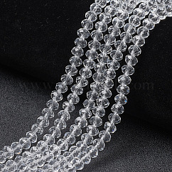 Filo di perline in vetro, sfaccettato, rondelle, chiaro, 6x5mm, Foro: 1 mm, circa 80~85pcs/filo, 38~40cm