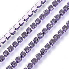 Électrophorèse fer strass strass chaînes, strass chaînes de tasse, avec bobine, tanzanite, ss6.5, 2~2.1mm, environ 10 yards / rouleau