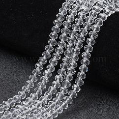 Filo di perline in vetro, abaco sfaccettato, rondelle, chiaro, 8x6mm, Foro: 1 mm, circa 60~62pcs/filo, 39~40cm