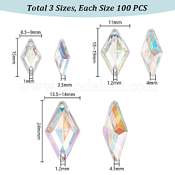 300 шт. 3 стиля акриловые пришивные стразы MACR-PH0001-76B