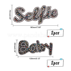 4 шт. 2 стиля word baby & selfie блестящие стразы горячей фиксации&nbsp;DIY-FH0003-57