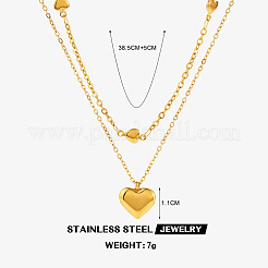 Двухслойные ожерелья из нержавеющей стали с подвеской в форме сердца для женщин FS-WG1E710-01