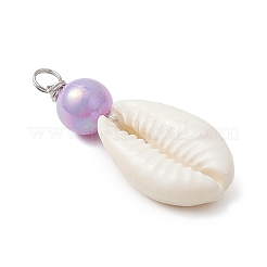 Подвески из натуральной ракушки каури и круглого акрила&nbsp;PALLOY-JF03809-01